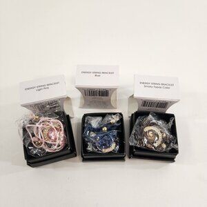 Avon Energy String Bracelet Bundle Light Pink / Blue / Smoky Topaz NEW